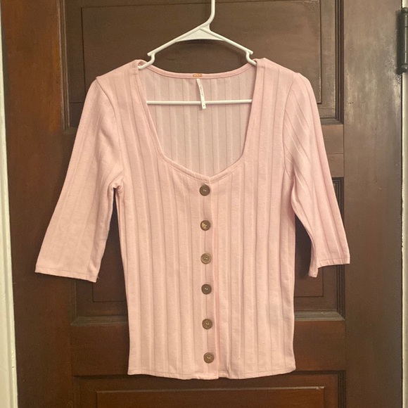 Free people Ribbed Knit Button Down Top - Picture 2 of 8